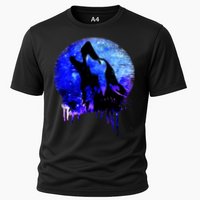 Abstract Moon Wolf Cooling Performance Crew T-Shirt