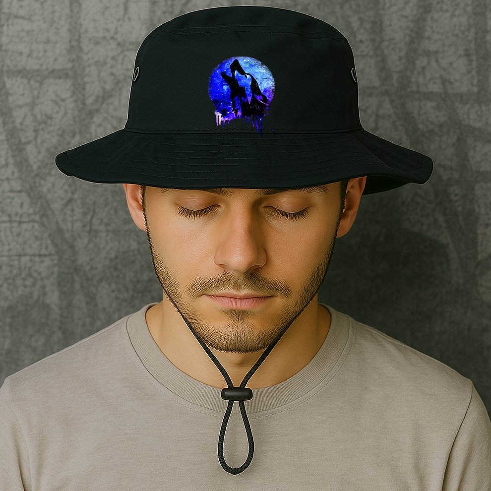 Abstract Moon Wolf Bucket Hat