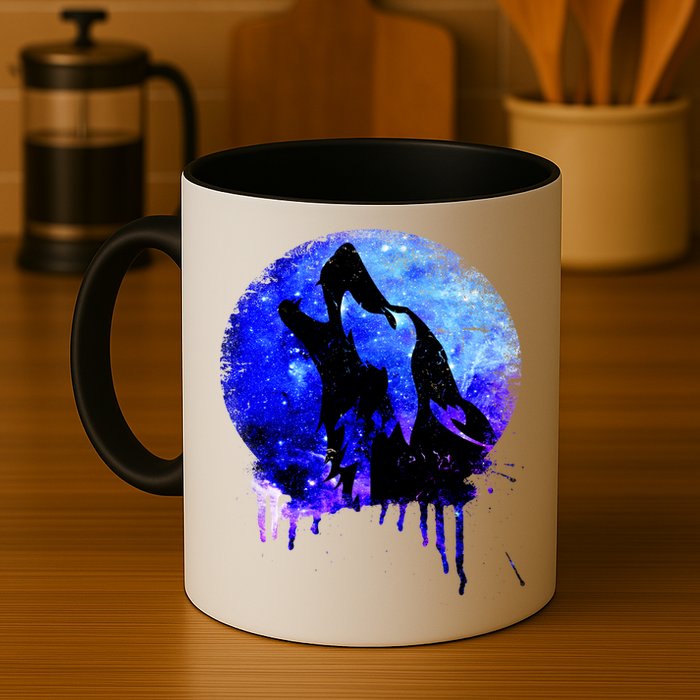 Abstract Moon Wolf Mug