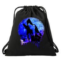 Abstract Moon Wolf Drawstring Bag