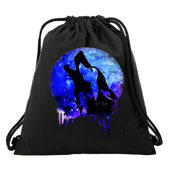 Abstract Moon Wolf Drawstring Bag