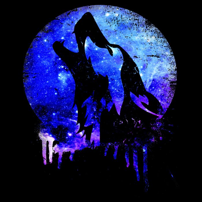 Abstract Moon Wolf Drawstring Bag