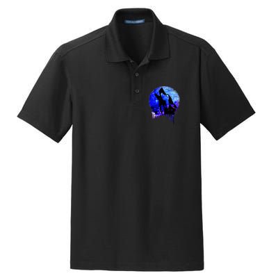 Abstract Moon Wolf Dry Zone Grid Polo