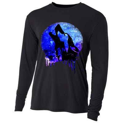 Abstract Moon Wolf Cooling Performance Long Sleeve Crew