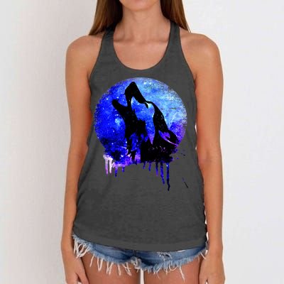 Abstract Moon Wolf Women's Knotted Racerback Tank