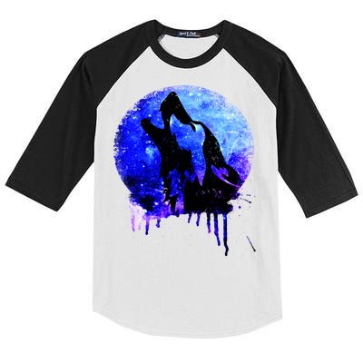 Abstract Moon Wolf Kids Colorblock Raglan Jersey