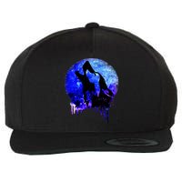 Abstract Moon Wolf Wool Snapback Cap