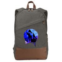 Abstract Moon Wolf Cotton Canvas Backpack