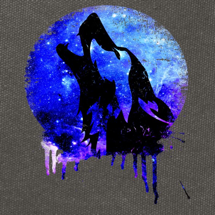 Abstract Moon Wolf Cotton Canvas Backpack