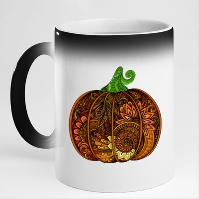 Abstract Pumpkin Thanksgiving Logo 11oz Black Color Changing Mug