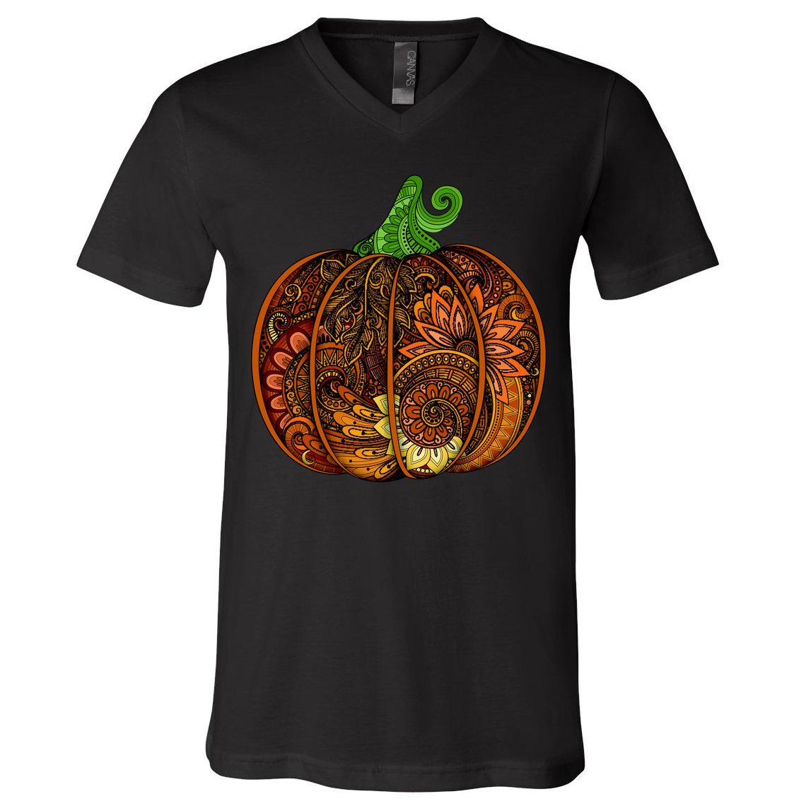 Abstract Pumpkin Thanksgiving Logo V-Neck T-Shirt