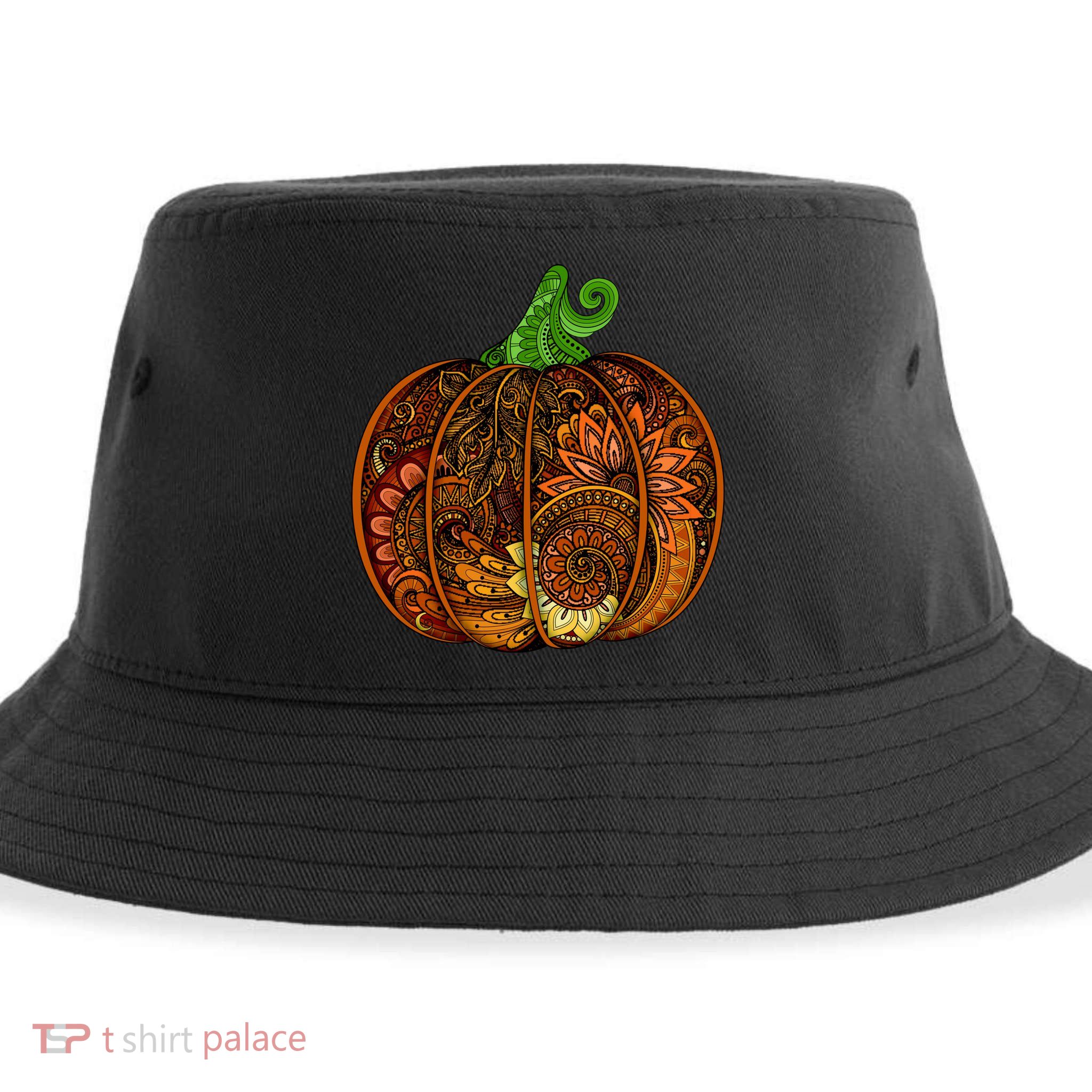 Abstract Pumpkin Thanksgiving Logo Sustainable Bucket Hat