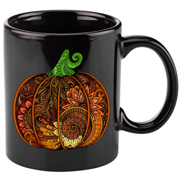 Abstract Pumpkin Thanksgiving Logo 11oz C Handle Ceramic Mug