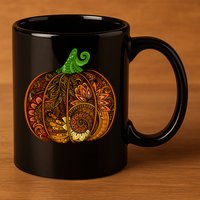 Abstract Pumpkin Thanksgiving Logo 11oz C Handle Ceramic Mug