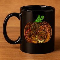 Abstract Pumpkin Thanksgiving Logo 11oz C Handle Ceramic Mug