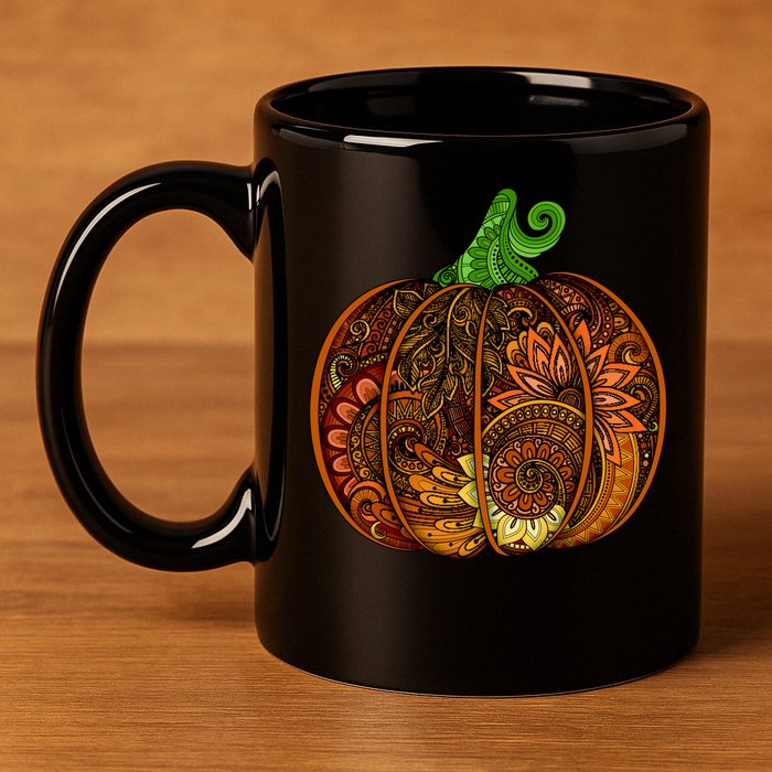 Abstract Pumpkin Thanksgiving Logo 11oz C Handle Ceramic Mug