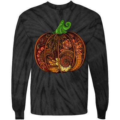 Abstract Pumpkin Thanksgiving Logo Tie-Dye Long Sleeve Shirt