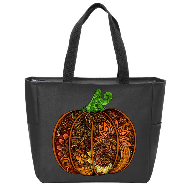 Abstract Pumpkin Thanksgiving Logo Zip Tote Bag
