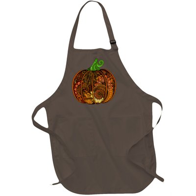 Abstract Pumpkin Thanksgiving Logo Full-Length Apron With Pockets