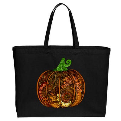 Abstract Pumpkin Thanksgiving Logo Cotton Canvas Jumbo Tote