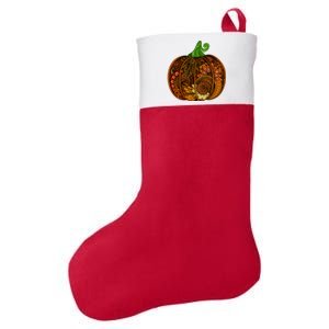 Abstract Pumpkin Thanksgiving Logo Felt Holiday Christmas Stocking