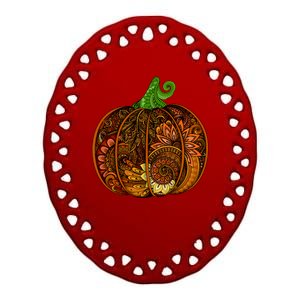 Abstract Pumpkin Thanksgiving Logo Ceramic Oval Ornament