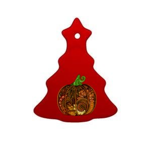 Abstract Pumpkin Thanksgiving Logo Ceramic Tree Ornament