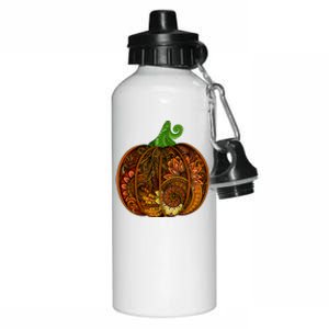 Abstract Pumpkin Thanksgiving Logo Aluminum Water Bottle 