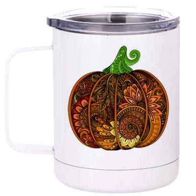 Abstract Pumpkin Thanksgiving Logo 12 oz Stainless Steel Tumbler Cup