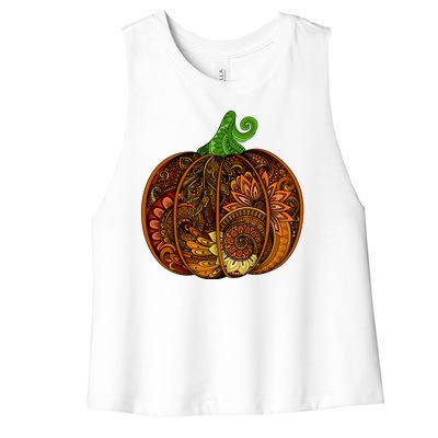 Abstract Pumpkin Thanksgiving Logo Women's Racerback Cropped Tank