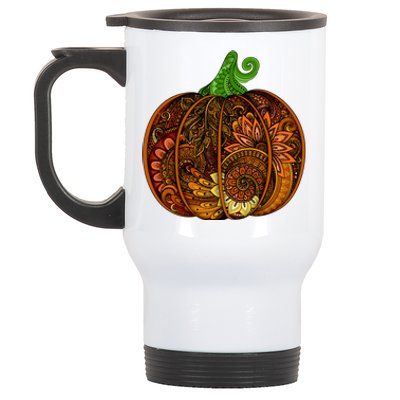 Abstract Pumpkin Thanksgiving Logo Stainless Steel Travel Mug