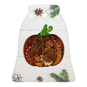 Abstract Pumpkin Thanksgiving Logo Ceramic Bell Ornament