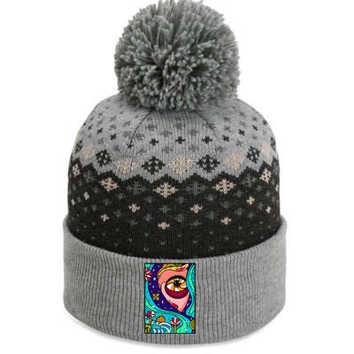 Abstract Sky Girl The Baniff Cuffed Pom Beanie