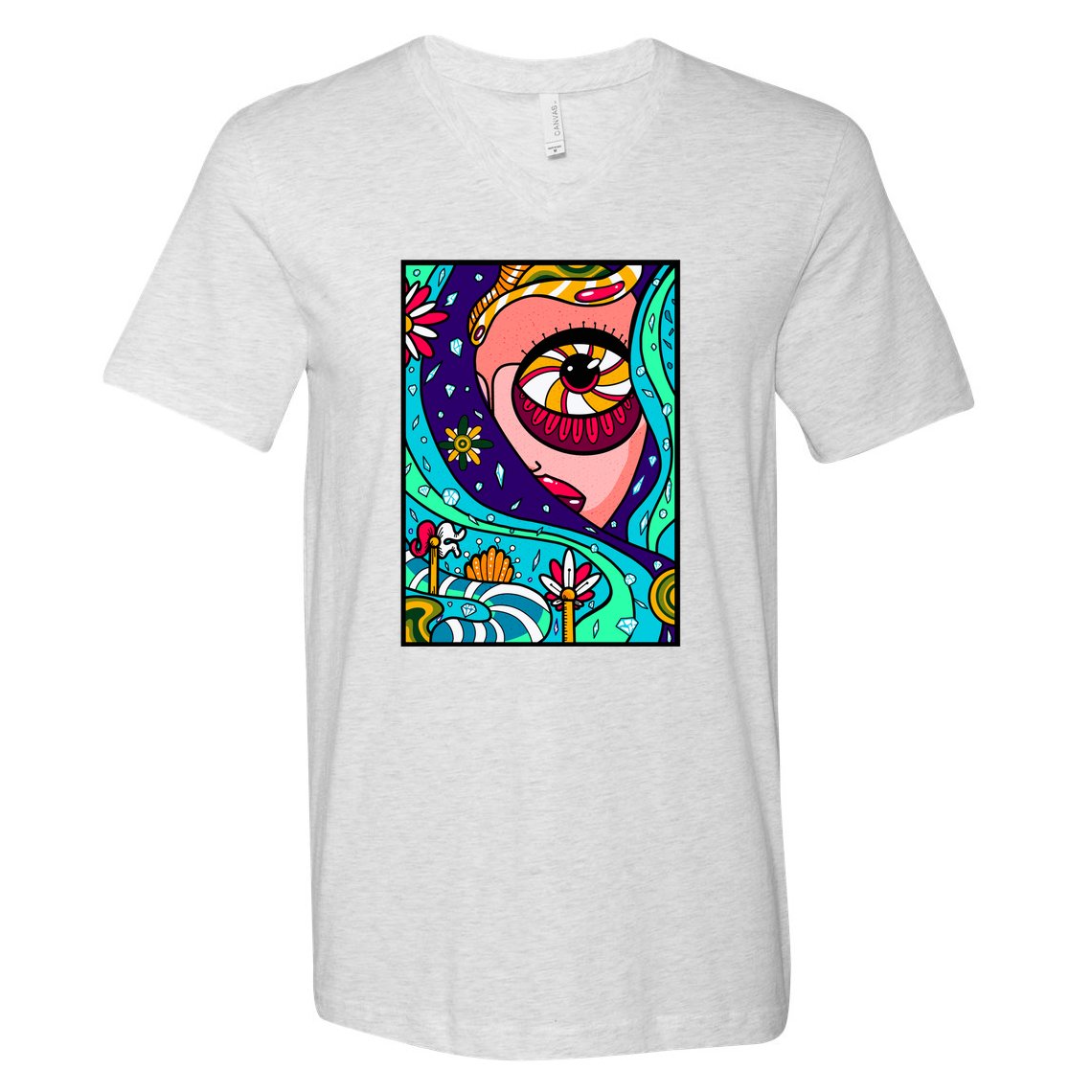 Abstract Sky Girl V-Neck T-Shirt