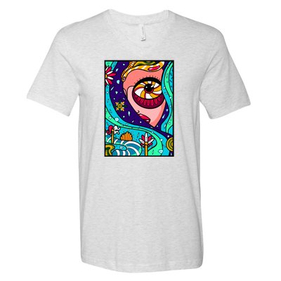 Abstract Sky Girl V-Neck T-Shirt