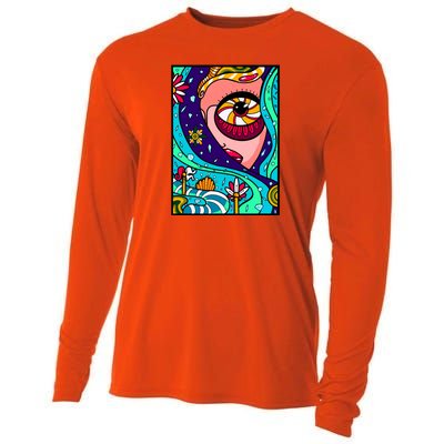 Abstract Sky Girl Cooling Performance Long Sleeve Crew