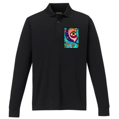 Abstract Sky Girl Performance Long Sleeve Polo