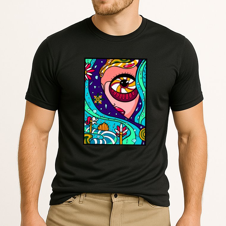 Abstract Sky Girl Cooling Performance Crew T-Shirt