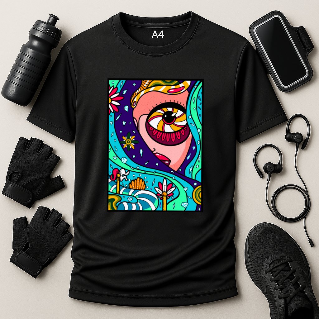 Abstract Sky Girl Cooling Performance Crew T-Shirt