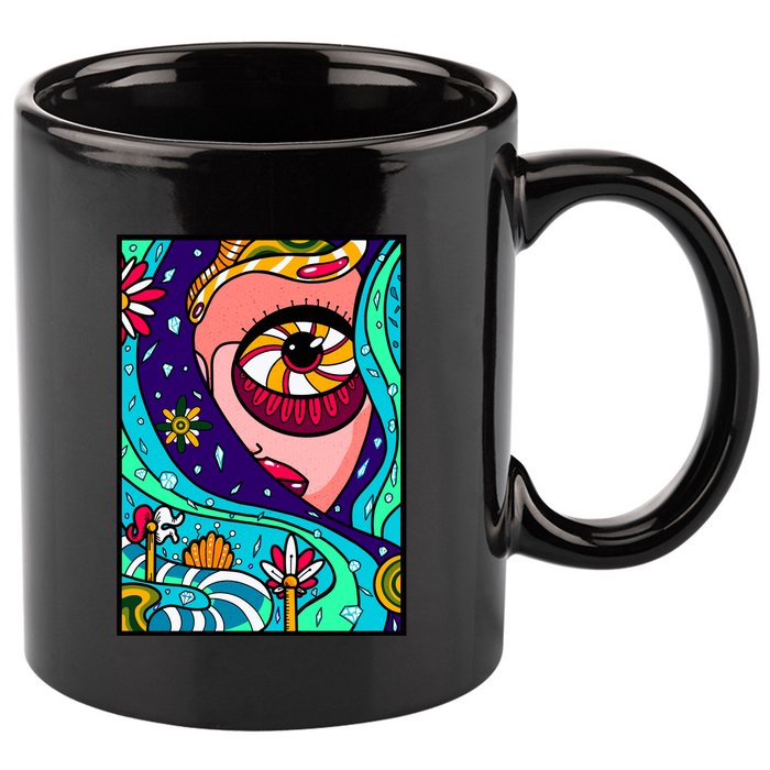 Abstract Sky Girl 11oz C Handle Ceramic Mug