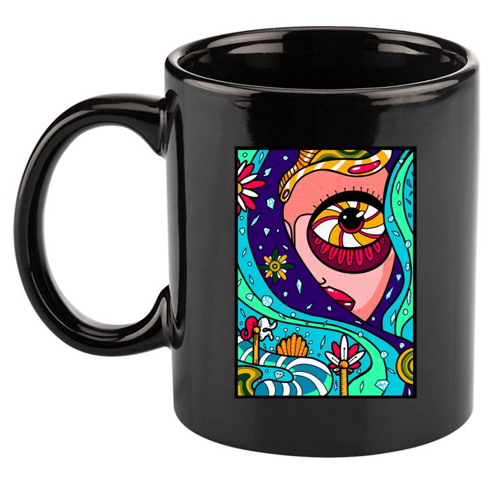 Abstract Sky Girl 11oz C Handle Ceramic Mug