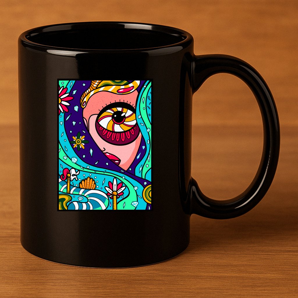 Abstract Sky Girl 11oz C Handle Ceramic Mug