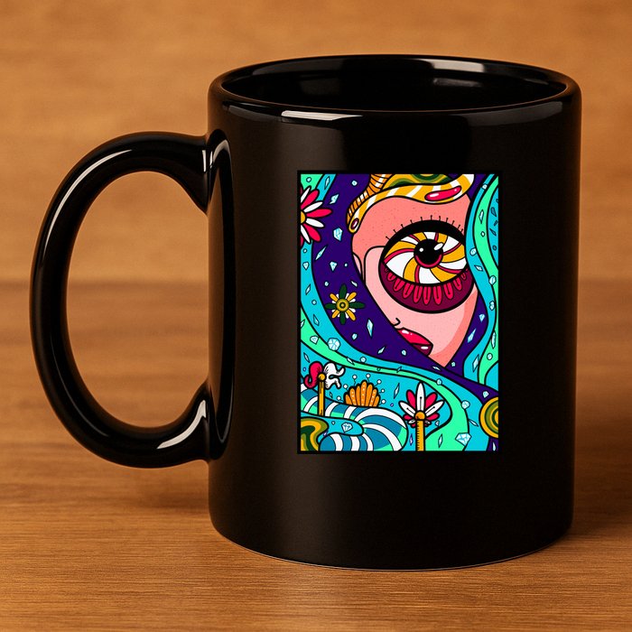 Abstract Sky Girl 11oz C Handle Ceramic Mug