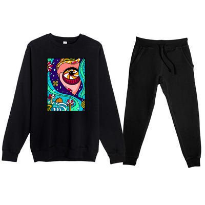 Abstract Sky Girl Premium Crewneck Sweatsuit Set