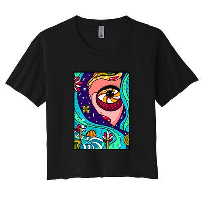 Abstract Sky Girl Crop Top