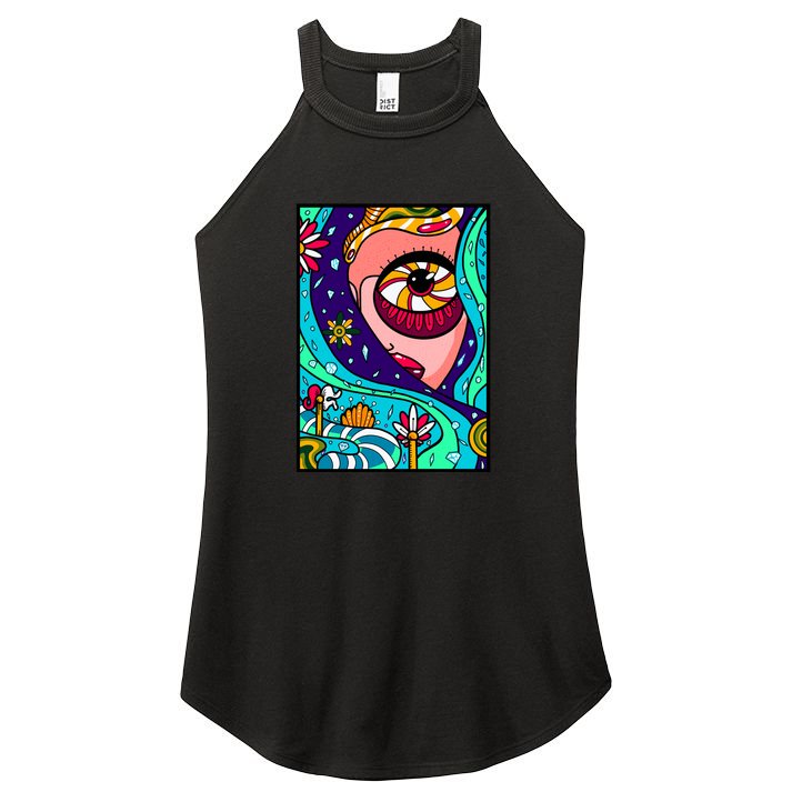 Abstract Sky Girl Women's Perfect Tri Rocker Tank