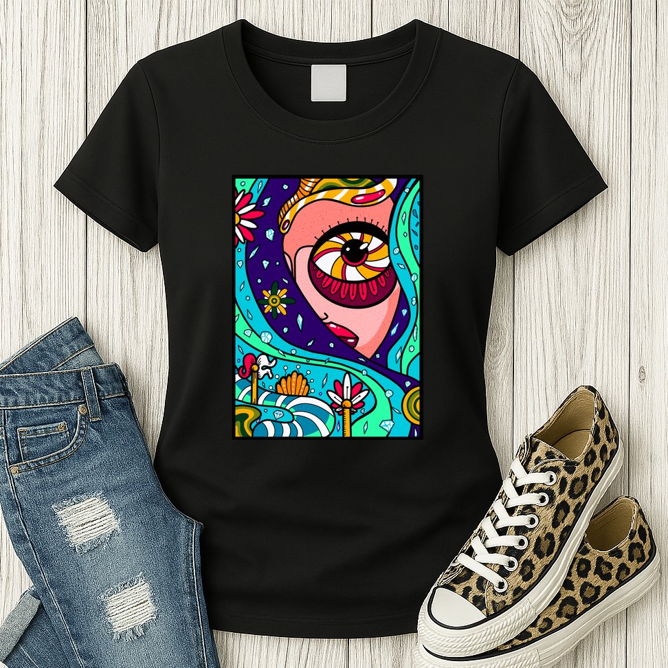 Abstract Sky Girl Womens T-Shirt