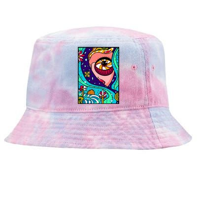 Abstract Sky Girl Tie-Dyed Bucket Hat