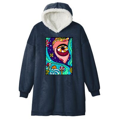 Abstract Sky Girl Hooded Wearable Blanket