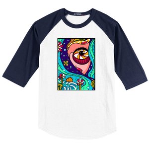 Abstract Sky Girl Baseball Sleeve Shirt